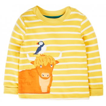 Frugi Easy On Highland Cow Top - Yellow