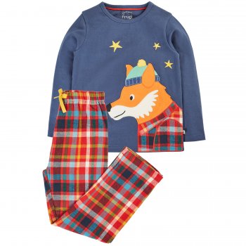 Frugi Caden Fox Festive Check Long Sleeve PJs