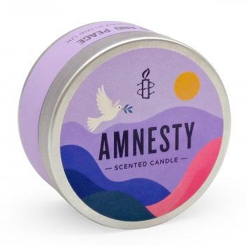 Amnesty Aluminium Travel Tin Candle - Love & Peace