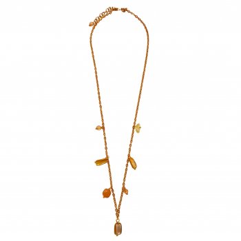 Lotus Feet Charm Necklace - Citrine