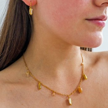 Lotus Feet Charm Necklace - Citrine