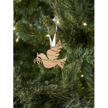 Handmade Olive Wood Palestinian Christmas Dove Decoration