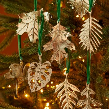 Gold Metal Botanical Leaf Decoration - Set of 4