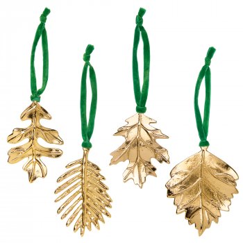 Gold Metal Botanical Leaf Decoration - Set of 4