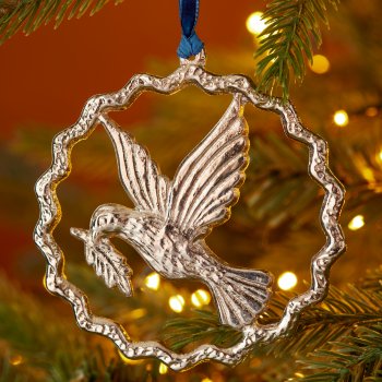 Silver Metal Peace Dove Decoration