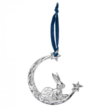 Silver Metal Hare Moon Decoration