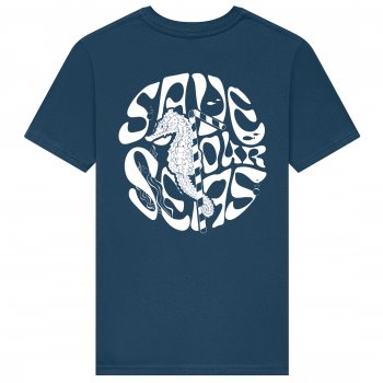 Frank & Faith Save Our Seas Seahorse T-Shirt - Denim Blue