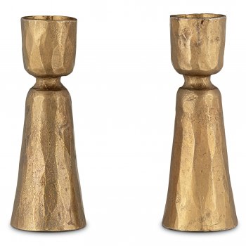 Lokoja Antique Brass Candle Holder - Set of 2