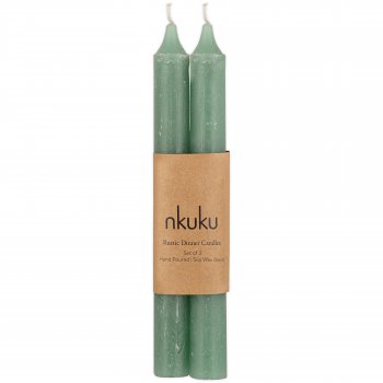 Rustic Soy Blend Dark Sage Green Dinner Candle - Set of 2