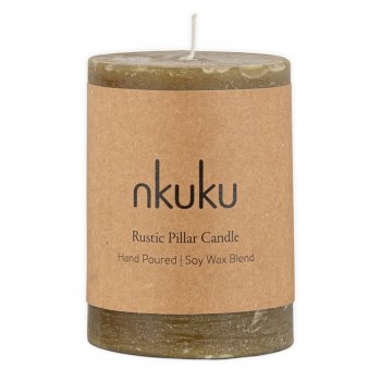 Rustic Soy Blend Mini Pillar Candle - Olive