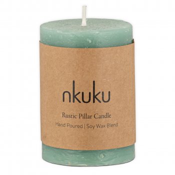 Rustic Soy Blend Mini Pillar Candle - Sage Green