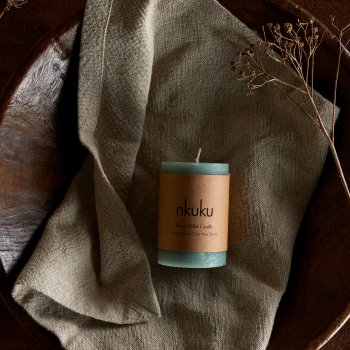 Rustic Soy Blend Mini Pillar Candle - Sage Green