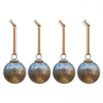 Pasali Blue Smoke Baubles - Set of 4