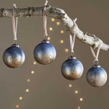 Pasali Blue Smoke Baubles - Set of 4