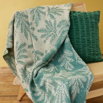Recycled Cotton Leaf Throw - Green