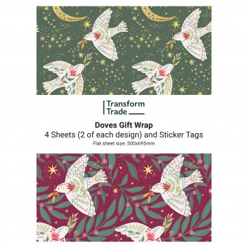 Transform Trade Doves Christmas Gift Wrap - 4 sheets