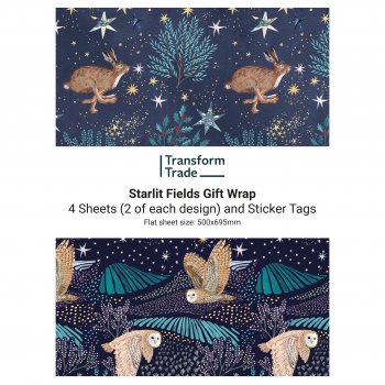 Transform Trade Starlit Fields Christmas Gift Wrap - 4 sheets