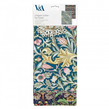 V&A Arts and Crafts Florals Organic Cotton Tea Towels