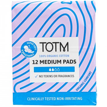 TOTM Organic Cotton Medium Pads - Pack of 12