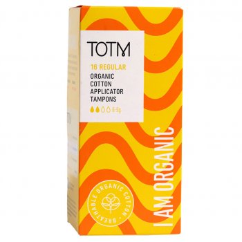 TOTM Organic Cotton Regular Cardboard Applicator Tampons - Pack of 16