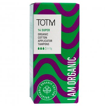 TOTM Organic Cotton Super Cardboard Applicator Tampons - Pack of 14