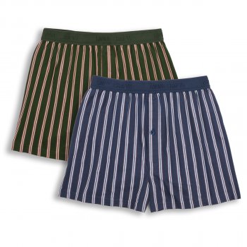 Ethan Organic Cotton Boxer Shorts - Navy & Green - Pack of 2