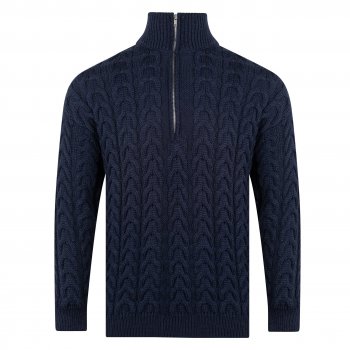 Unisex Cable Zip Jumper - Navy