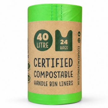 Eco Green Living Compostable Bin Bags - 40L - Roll of 24