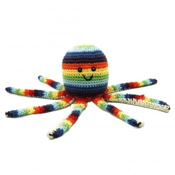 Fair Trade Crocheted Rainbow Octopus Rattle