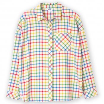 Kite Rainbow Leigh Oversized Flannel Check Shirt Rainbow