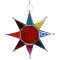 Fair Trade Multi Coloured Hanging Star Glass Lantern - 27cm