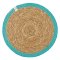 Respiin Round Seagrass & Jute Tablemat - Turquoise - Set of 6