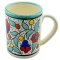 Floral Bright Hand Painted Ceramic Large Mug - Turquoise