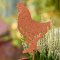 Rusted Finish Chicken Garden Stake