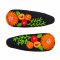 Embroidered Floral Hair Clips - Black