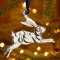 Silver Metal Leaping Hare Decoration