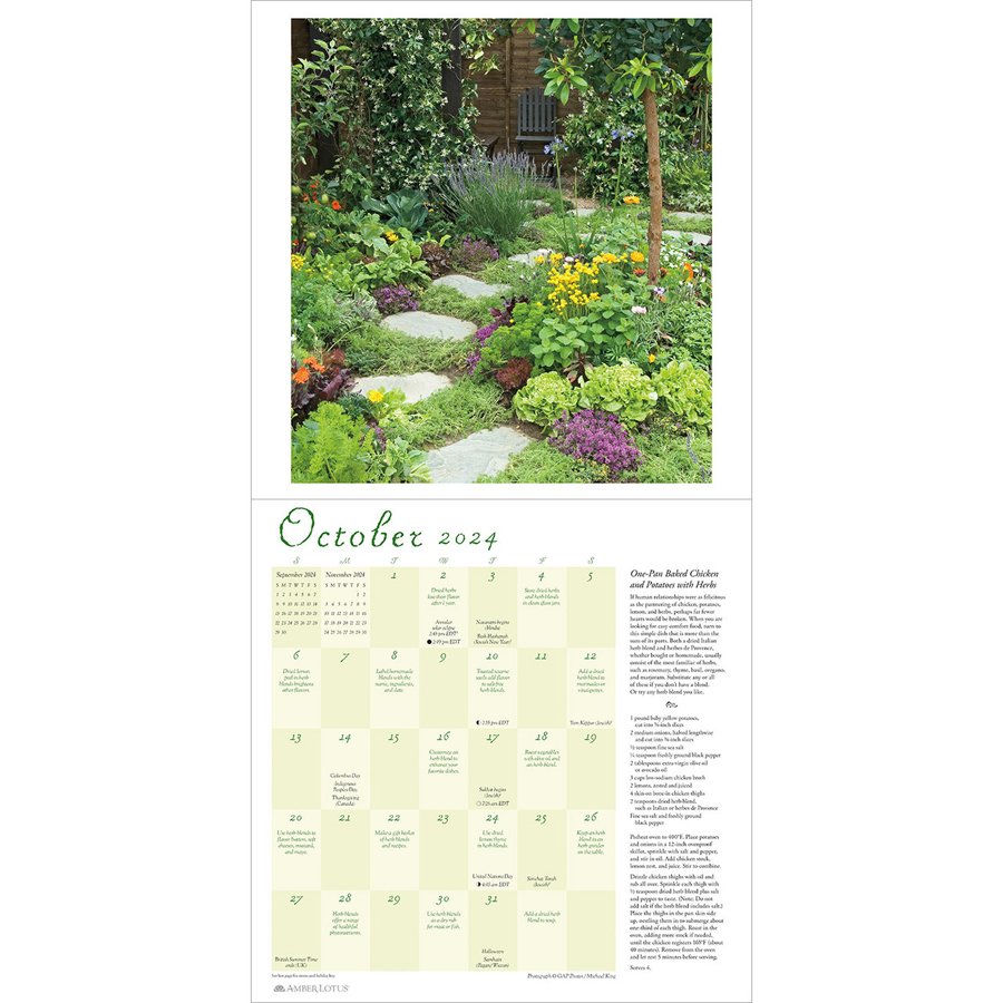 Herb Gardens 2024 Wall Calendar Amber Lotus   300613 Herb Garden 2024 4 