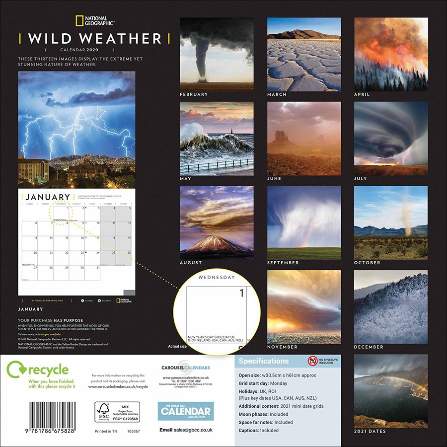 National Geographic 'Extreme Weather' 2020 Wall Calendar National
