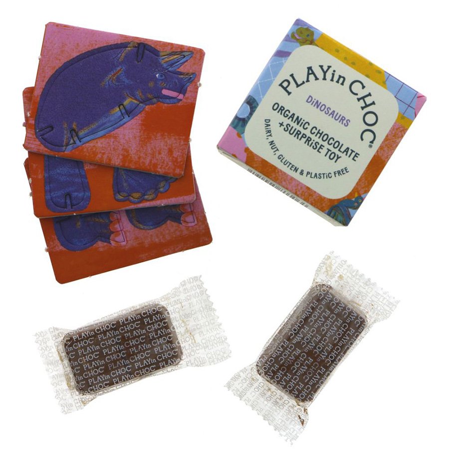 Playing Choc PLAYin Choc Organic Chocolate & Dinosaur Surprise Toy - PLAYin CHOC