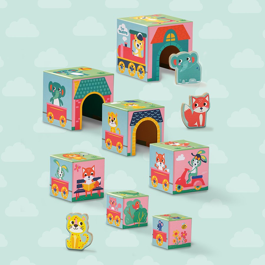 SES Creative Stacking Blocks Tower with Animal Figures - SES Creative