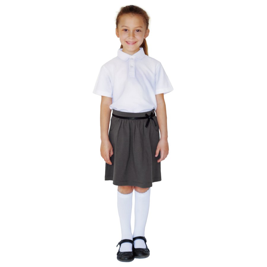 Girls Drop Waist School Skirt With Stylish Bow - Grey - 3yrs Plus ...